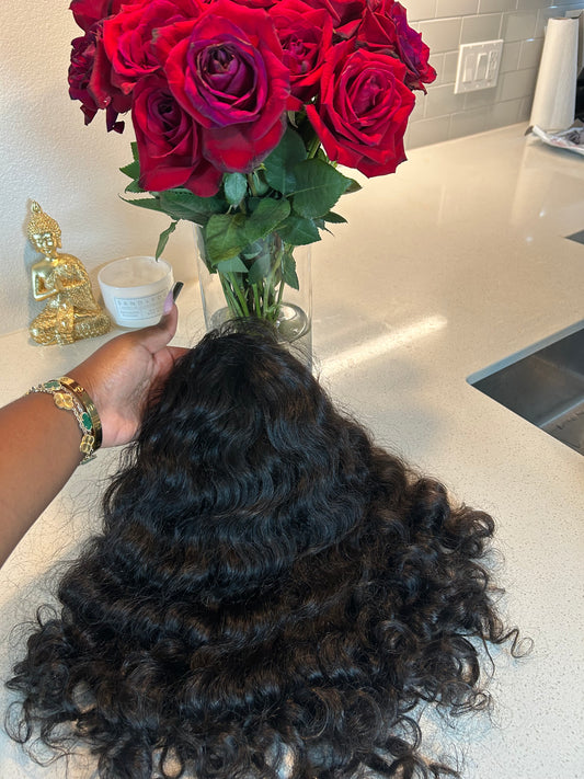 Raw Indian curly Half wig